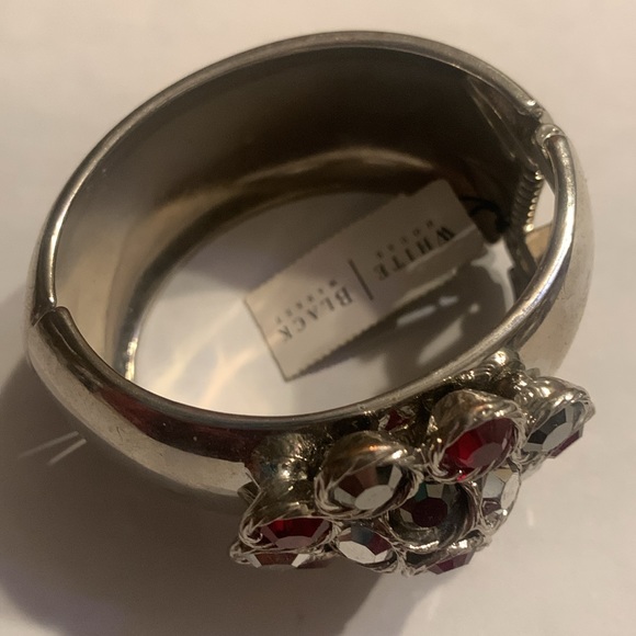 WBM Red & Silver Rhinestone Cuff bracelet NWT - Picture 2 of 4